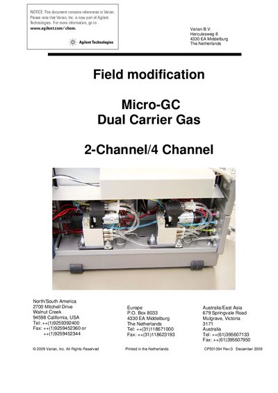 Agilent Field modification Micro-GC Dual Carrier Gas 2-Channel/4 Channel - cover page