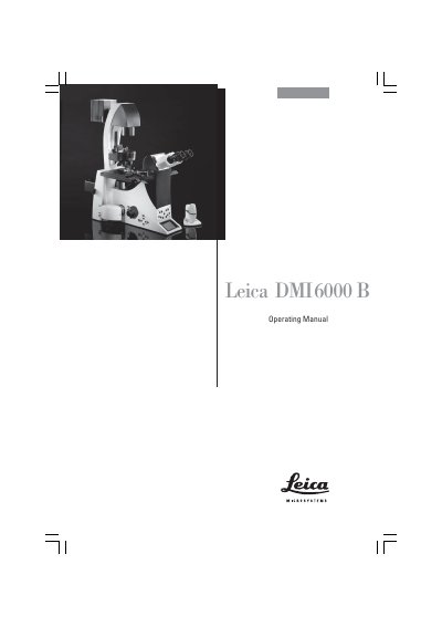 Leica DMI6000 B Operating Manual - cover page