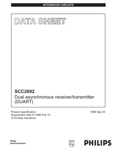 Philips SCC2692 Dual Asynchronous Receiver/Transmitter Datasheet - cover page