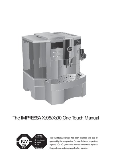 IMPRESSA X S95/X S90 One Touch User Manual - cover page