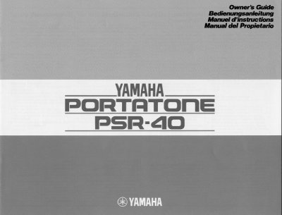 Yamaha PSR-40 PortaTone Owner's Manual - cover page