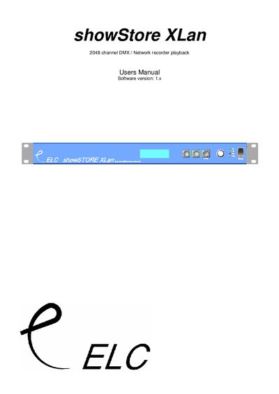 ELC showStore XLan User Manual - cover page