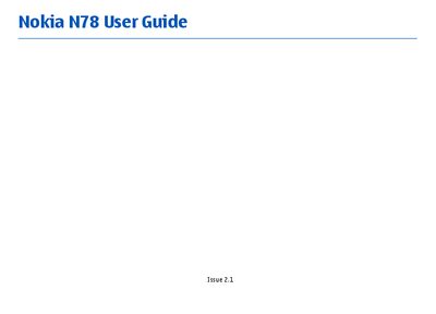 Nokia N78 User Guide - cover page