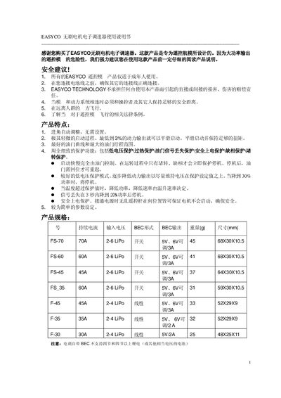 EASYCO Brushless Motor Electronic Governor User Manual - cover page