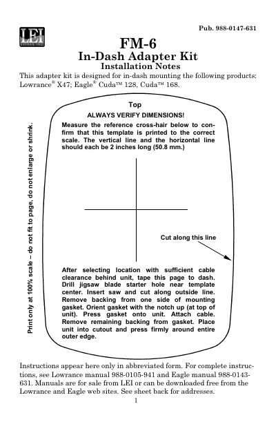 LEI FM-6 In-Dash Adapter Kit Installation Notes - cover page