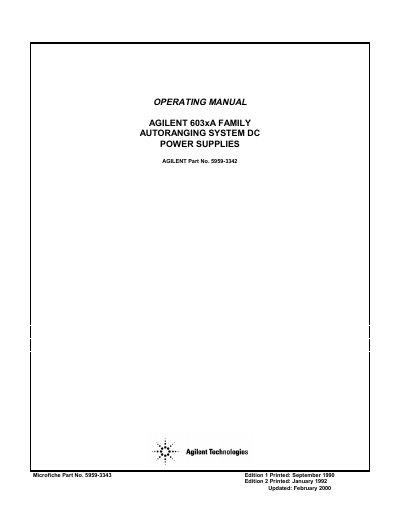 Agilent 603xA Family Autoranging System DC Power Supplies Operating Manual - cover page