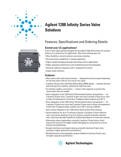 Agilent 1200 Infinity Series Valve Solutions Handbook - cover page