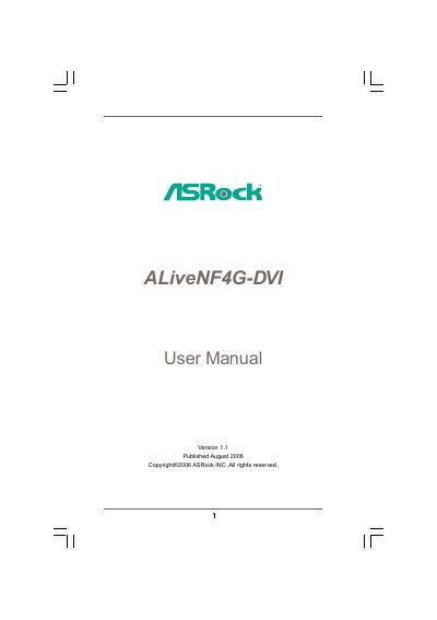 ASRock ALiveNF4G-DVI User Manual - cover page