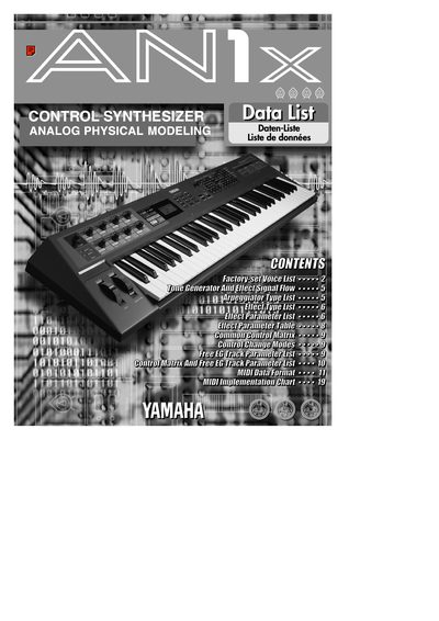 Yamaha AN1X Analog Synthesizer Owner's Manual - cover page