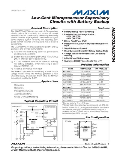 Maxim MAX703/MAX704 Datasheet - cover page