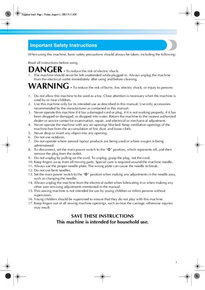 Brother PR-600 Embroidery Machine Operation Manual - cover page