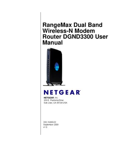 NETGEAR DGND3300 Router User Manual - cover page