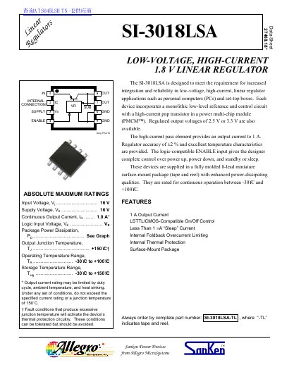 Allegro Microsystems SI-3018LSA Datasheet - cover page