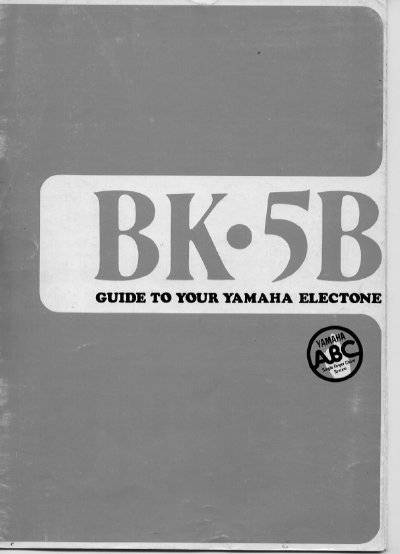 Yamaha BK-5B Electone User Guide