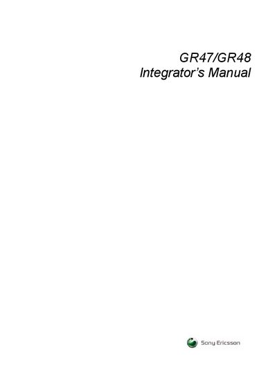 Sony Ericsson GR47/GR48 Integrator Manual