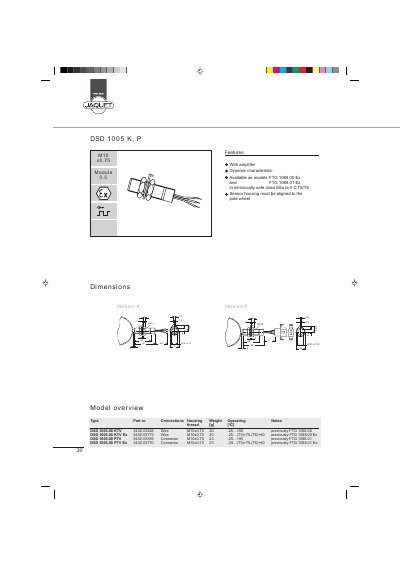 DSD DSD 1005 Differential Ferrostat Sensor Technical Data - cover page