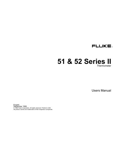 Fluke 51 &amp; 52 Series II Thermometer User Manual