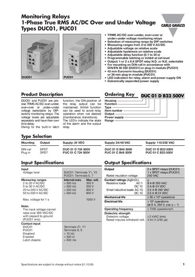 CARLO GAVAZZI DUC01 PUC01 handbook - cover page