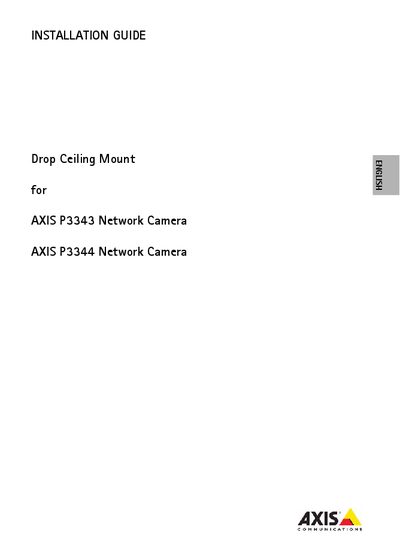 Axis P3343 Network Camera Drop Ceiling Mount Installation Guide - cover page