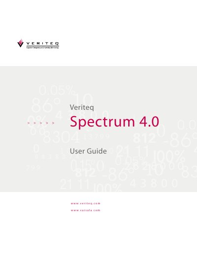 Veriteq Spectrum 4.0 User Manual - cover page