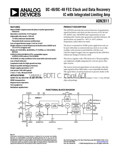 Analog Devices ADN2811 Datasheet - cover page
