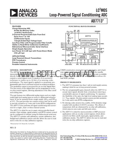 Analog Devices AD7713 Datasheet - cover page