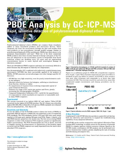 Agilent PBDE Analysis by GC-ICP-MS Technical Feature Manual
