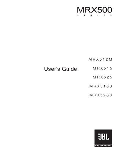 JBL MRX512M/515/525/518S/528S user manual - cover page