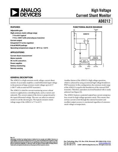Analog Devices AD8212 Product Handbook