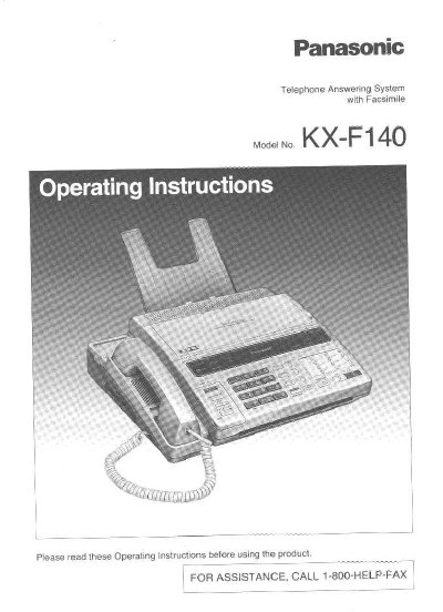 Panasonic KX-F140 Telephone Answering System with Facsimile Operating Instructions - cover page