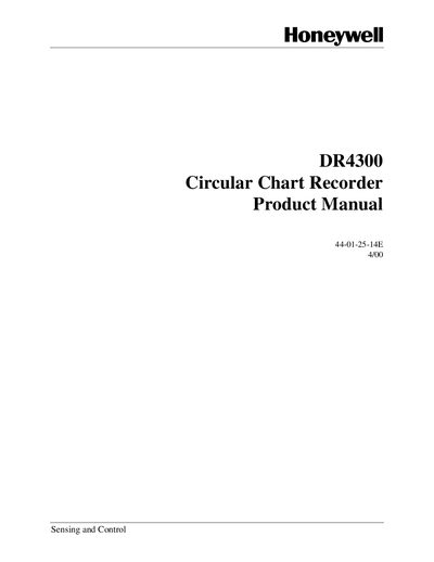 Honeywell DR4300 Circular Chart Recorder User Manual - cover page