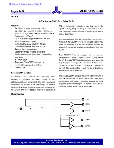 Alliance Semiconductor ASMP5P23S04A handbook - cover page