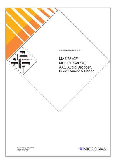 Micronas MAS 35x9F Audio Decoder Datasheet - cover page