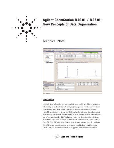 Agilent ChemStation B.02.01/B.03.01 New Concepts of Data Organization Technical Note - cover page