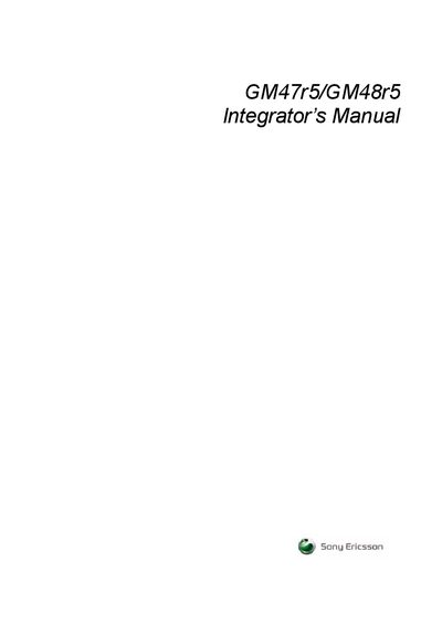 Sony Ericsson GM47r5/GM48r5 Radio Device Integrator Manual - cover page