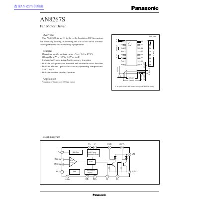 Panasonic AN8267S Fan Motor Driver Datasheet - cover page