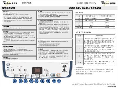 Whirlpool XA609BW Washing Machine User Manual - cover page