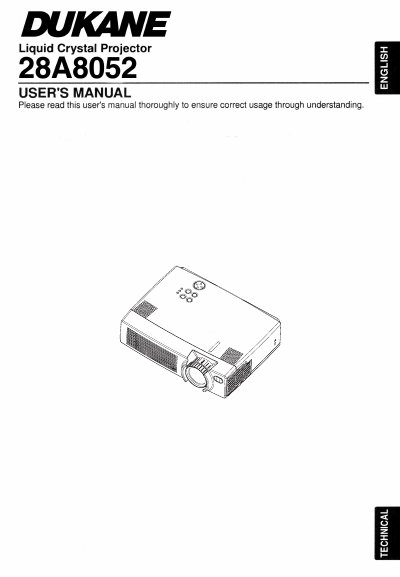 Dukane 28A8052 Liquid Crystal Projector User's Manual - cover page