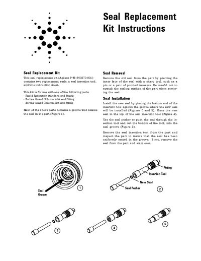 Agilent Technologies Seal Replacement Kit Instructions Manual - cover page