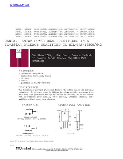 omnlrel 1N6762 1N6762R JANTX1N6762 JANTX1N6762R JANTXV1N6762 JANTXV1N6762R 1N6763 1N6763R JANTX1N6763 JANTX1N6763R JANTXV1N6763 JANTXV1N6763R 1N6764 1N6764R JANTX1N6764 JANTX1N6764R JANT - cover page