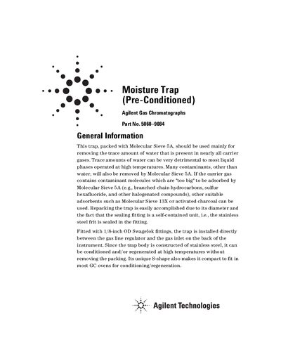 Agilent 5060-9084 Moisture Trap User Guide - cover page