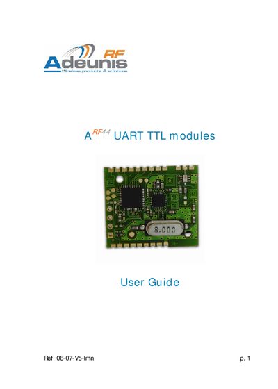 Adeunis ARF44 UART TTL Module User Guide - cover page