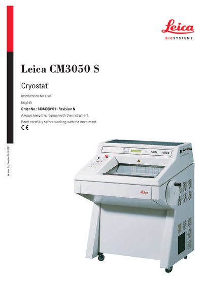 Leica CM3050 S Cryostat Instructions for Use