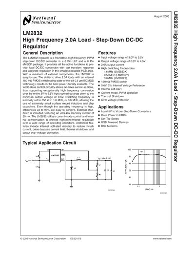 National Semiconductor LM2832 Step-Down DC-DC Regulator Datasheet - cover page