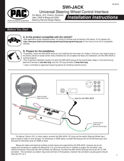 PAC SWI-JACK User Manual - cover page