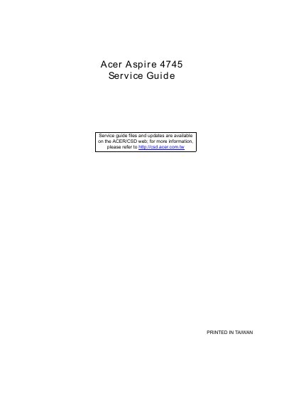 Acer Aspire 4745 Service Manual - cover page