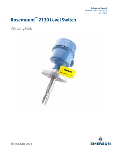 Rosemount 2130 Level Switch Vibrating Fork Reference Manual - cover page