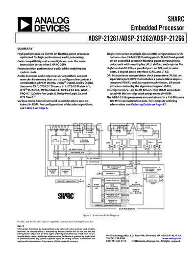 Analog Devices ADSP-21262 Datasheet - cover page