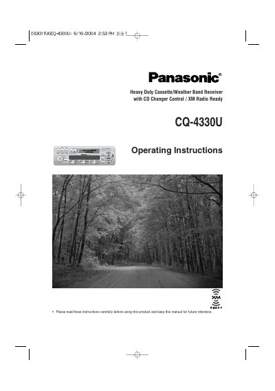 Panasonic CQ-4330U Heavy Duty Cassette/Weather Band Receiver Operating Instructions - cover page