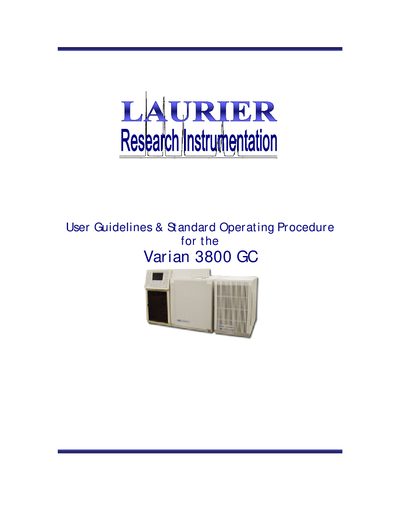 Varian 3800 GC Standard Operating Procedure - cover page
